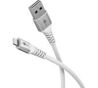 goobay Lightning vers USB-A 12 W / 0,5 m/Câble textile flexible/Câble de charge USB 480 Mbits/Super doux/Câble de charge rapide Apple Lightning Cable/Câble textile/Blanc / 74510