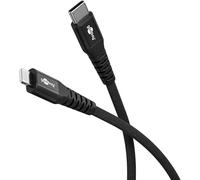 goobay Lightning vers USB-C 60 W / 3 m/Câble textile flexible/Câble de charge USB 480 Mbits/Super doux/Câble de charge rapide Apple Lightning Cable/Câble textile/Noir / 74517