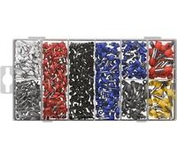 goobay Lot de 1 200 embouts, embouts isolés pour câbles de 0,5 à 10 mm², 8 types dans une boîte d'assortiment, embouts en laiton étamé avec collerette en PP à sertir - 80210