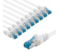 goobay Lot de 10 câbles réseau CAT 6A blindés S/FTP/CU Câble Ethernet PiMF LSZH/Cat 6a 10 Gbits 10 x 1 m Blanc 66052