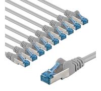 goobay Lot de 10 câbles réseau CAT 6A - Câble patch blindé S/FTP/CU - Câble Ethernet PiMF LSZH/Cat 6a - 10 Gbits - Gris - 10 x 2 m 66024