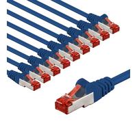 goobay Lot de 10 câbles réseau CAT6 blindés S/FTP/CU - Câble Ethernet PiMF LSZH/Cat 6 avec 10 Gbits Bleu 10 x 1 m 65970