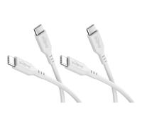 goobay Lot de 2 câbles USB-C en silicone, 1,5 m, blanc, 60 W, USB-C | alimentation jusqu’à 60 W et courant de charge de 3 A, gaine en silicone souple pour une grande flexibilité