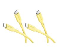 goobay Lot de 2 câbles USB-C en silicone, 1,5 m, jaune, 60 W, USB-C | alimentation jusqu’à 60 W et courant de charge de 3 A, gaine en silicone souple pour une grande flexibilité