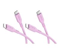 goobay Lot de 2 câbles USB-C en silicone, 1,5 m, rose, 60 W, USB-C | alimentation jusqu’à 60 W et courant de charge de 3 A, gaine en silicone souple pour une grande flexibilité