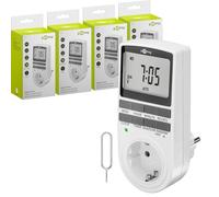goobay - Lot de 4 minuteries numériques avec 16 programmes - Prise avec Mode aléatoire pour Protection Anti-effraction - Minuterie avec Batterie de Secours de 100 Jours - 3680 W - 230 V (AC) - 16 A -