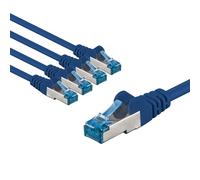goobay Lot de 5 câbles réseau CAT 6A - Câble patch blindé S/FTP/CU - Câble Ethernet PiMF LSZH/Cat 6a - 10 Gbits - Bleu - 5 x 1 m 66032