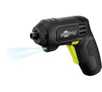 goobay Mini Jeu de tournevis sans fil 31 pièces - 28 embouts et 1 rallonge d’embout en acier au chrome vanadium - Forme pistolet, couple max. 4 Nm, éclairage LED avant - 77818