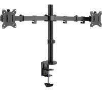 goobay 58529 Support pour 2 moniteurs Entre 17" et 32" (43-81cm) / Support de Moniteur réglable en Hauteur inclinable & pivotant pour Montage sur Table/VESA 75 x 75 & 100 x 100 jusqu'à 8 kg