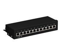 Goobay 69307 CAT 6 Panneau de brassage mini/desktop, 12 ports, noir - STP blindé