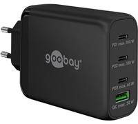 goobay Multiport Power Delivery Chargeur USB C 100 W/Bloc d'alimentation Compact Ultra Rapide pour 4 appareils/Port USB Quick Charge/Noir 65555