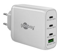 goobay Multiport Power Delivery Chargeur USB C 100 W/Bloc d'alimentation Compact Ultra Rapide pour 4 appareils/Port USB Quick Charge/Blanc 65556