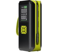 goobay - Pompe à air électrique sans fil 10 bar/150 PSI - Batterie 2Ah, 5V, avec lumière LED, 4 adaptateurs de soupapes, écran LED, compresseur pour pneus et balles de voiture, moto, vélo, port USB-C