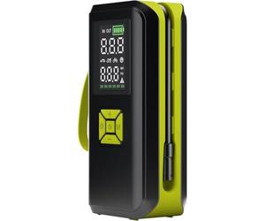 goobay - Pompe à air électrique sans fil 10 bar/150 PSI - Batterie 2Ah, 5V, avec lumière LED, 4 adaptateurs de soupapes, écran LED, compresseur pour pneus et balles de voiture, moto, vélo, port USB-C