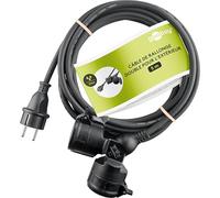 goobay - Rallonge de Courant Double pour Usage extérieur IP44 / Câble d'alimentation pour extérieur / 2 Prises Schuko avec Rabats de Protection / 3680 W à 250 V (AC) et 16 A, 65434, 5 m