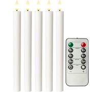 goobay Set de 5 bougies LED en cire véritable, blanc - avec télécommande, fonction minuterie et flamme 3D scintillante, à piles, dimmable, blanc chaud (2400 K) - sûres et décoratives