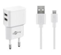 Goobay Chargeur USB double 44985 5 V, 2,4 A Micro-USB Blanc