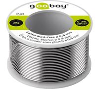 goobay Soudure avec flux Ø 0,8 mm, 20 g - Sans plomb pour la soudure sur composants électriques, 0,3% argent, 7% cuivre, 99% étain, teneur en flux 2,5%, point de fusion 217 °C, 77421