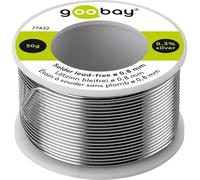 goobay Soudure avec flux Ø 0,8 mm, 50 g - Sans plomb pour la soudure sur composants électriques, 0,3% d’argent, 7% de cuivre, 99% d’étain, teneur en flux 2,5%, point de fusion 217 °C, 77422