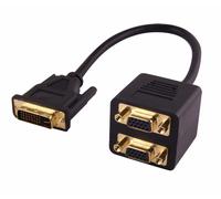 CABLE REPARTITEUR DVI-I / 2x VGA PLAQUE OR