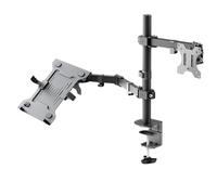goobay Support d'écran Flexible avec étagère pour Ordinateur Portable - Station de Travail pour écran de 13 à 32" (33 à 81 cm) Plus Un Ordinateur Portable de 4,5 kg - VESA 75/100 mm - Noir - 70815