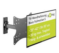 goobay Support TV Mural Orientable 23-42 Pouces 180° Inclinable VESA 200x200 Jusqu'à 20 kg - Orientation Totale S - 49713