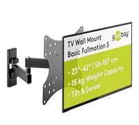 goobay Support TV Mural Orientable 23-42 Pouces 90° Inclinable VESA 200x200 Jusqu'à 15 kg Extensible 44-282 mm - Orientation Totale S - 49714