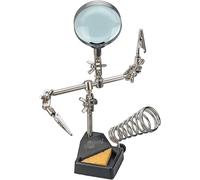 Goobay Troisième main avec loupe & support de fer à souder - Aide au soudage pour travaux de précision avec pinces crocodile flexibles et base robuste - grossissement 2,5 fois - noir - 76560