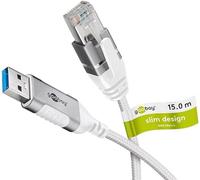 goobay USB-A 3.0 vers RJ45 Ethernet CAT 6 câble Slim/câble adaptateur/connexion Internet par câble stable avec routeur/commutateur réseau/adaptateur USB vers RJ45 / 1 Gbit/s / 15 m / 74384 / Blanc