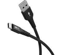 goobay USB-A vers USB-C 15 W / 2 m/Câble textile flexible/Câble de charge de 480 Mbits USB C/Super doux/Samsung, Xiaomi, Google, Nothing Phone Câble USB A vers C/Câble textile/Noir / 74527