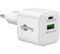 goobay USB C Dual Chargeur Rapide Nano PD (20W) / QC USB-A (18W) / Chargeur USB C pour Samsung, iPhone, iPad, MacBook/Prise de Charge/Adaptateur Secteur pour câble de Charge/Blanc 65865