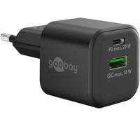 goobay USB C Dual Chargeur Rapide Nano PD (20W) / QC USB-A (18W) / Chargeur USB C pour Samsung, iPhone, iPad, MacBook/Prise de Charge/Adaptateur Secteur pour câble de Charge/Noir 65864
