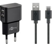 Goobay Usb-C Dual Ladeset 2,4a Bk