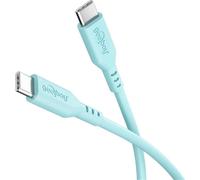 goobay USB-C vers USB-C de Câble silicone 1,5 m, turquoise - Charge rapide 60 W PD, transfert de données dede 480 Mbit/s, flexible, anti-angle, avec bride de fixation, pour Smartphones, Laptops, Conso