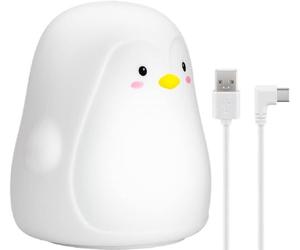 goobay Veilleuse à LED en forme de pingouin idéale pour aider à s'endormir, lumière d'allaitement et décoration de chambre d'enfant, lumière blanche chaude, 7 couleurs changeantes et 3 modes 61648