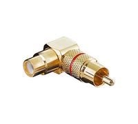 Adaptateur audio rca male / rca femelle plaqué or bague rouge