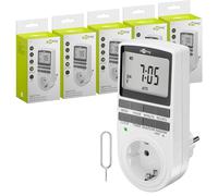 goobay - Zeitschaltuhr 5er Set Digital mit 16 Programmen - Zeitschaltuhr Steckdose mit Zufallsmodus zum Einbruchschutz - Timer Steckdose INKL. 100 Tage Back-up Akku - 3680W - 230V (AC) - 16A - 74218