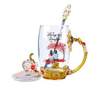GOOBRRL Tasse à thé personnalisée en verre avec cuillère « Always My Daughter » - Cadeau pour maman, grand-mère, grand-mère, grand-mère, grand-mère, grand-mère, grand-mère, grand-mère, grand-mère