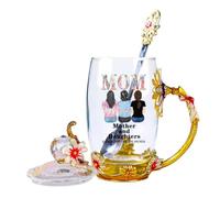 GOOBRRL Tasse à thé personnalisée pour la fête des mères - Tasse à café en verre portrait de mère et de fille - Un lien qui ne peut pas être brisé - Tasse à thé florale - Cadeau pour femme, maman