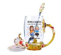 GOOBRRL Tasse à thé personnalisée pour la fête des mères - Tasse à café en verre portrait de mère et de fille - Un lien qui ne peut pas être brisé - Tasse à thé florale - Cadeau pour femme, maman