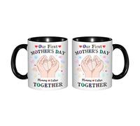 GOOBRRL Tasse personnalisée « Our First Mother's Day Together » - Nom personnalisé - Tasse à café pour nouveau-né - Happy 1st Mother's Day New Mommy Coffee Cup First Time Mom - Tasse en céramique
