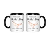 GOOBRRL Tasse personnalisée « Our First Mother's Day Together » Tasse à café personnalisée avec nom Année Happy 1st Mother's Day Cup First Time Mom Nouveau-né Tasse en céramique Cadeau pour nouvelle