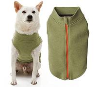 Gooby Chandail en Microfibre Polaire à Fermeture éclair pour Chien - Vert, Taille M - Veste Chaude en Microfibre Douce Double Couche sans Anneau pour Laisse - Pull d'hiver pour Chiens de Petite et