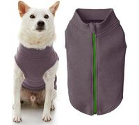 Gooby Chandail en microfibre polaire à fermeture éclair pour chien, violet, taille 2XL, veste chaude en microfibre double couche sans anneau pour laisse - Pull d'hiver pour chiens de petite et moyenne