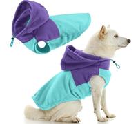 Gooby Gilet à capuche en polaire bicolore - Turquoise, taille L - Gilet à capuche en polaire douce avec anneau de laisse en métal durable et pratique - Sweat à capuche élégant bicolore pour chien -