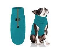 Gooby Gilet en polaire à demi-fermeture éclair pour chien - Turquoise, taille M - Pull chaud en polaire avec laisse à double anneau en D - Pull d'hiver pour petit chien - Vêtements pour chiens de petite et moyenne taille