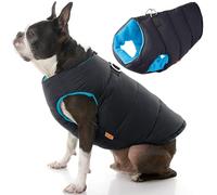 Gooby - Gilet rembourré Solide pour Chien - Manteau avec Fermeture éclair et Anneau de Lin - Couleur Unie - Noir - Taille L