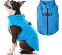 GOOBY Veste bouffante pour chien - Bleu, taille M - Coupe-vent ultra fine à fermeture éclair avec double anneau en D - Manteau résistant à l'eau - Vêtements pour chiens de petite taille, mâle ou moyen