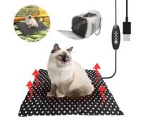 GooCare Tapis chauffant USB 5 V pour chats et petits chiens, contrôle de température à 3 niveaux, lavable à la main, sûr et chaud (pois noirs et blancs)
