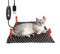 GooCare Tapis chauffant USB pour chat et petit chien, 5 V sûr avec 3 températures, lavable à la main, pour intérieur et extérieur, alimenté par batterie externe et chargeur de voiture (noir)